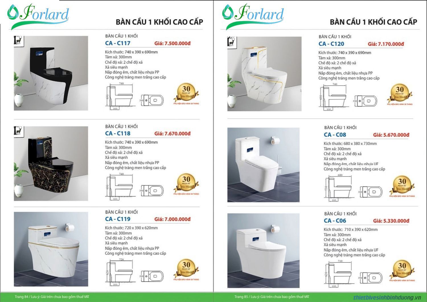 Thiết bị vệ sinh FORLARD Catalogue và Bảng giá mới nhất /Page 42